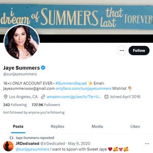 Jaye Summers Twitter, Top Premium Porn Sites