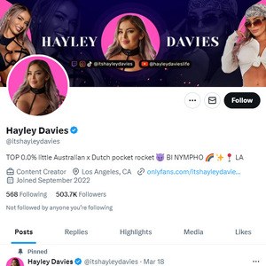 Hayley Davies Twitter, Top Premium Porn Sites