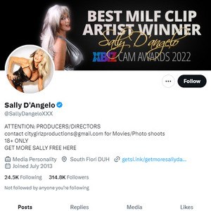 Sally D'Angelo Twitter, Top Premium Porn Sites